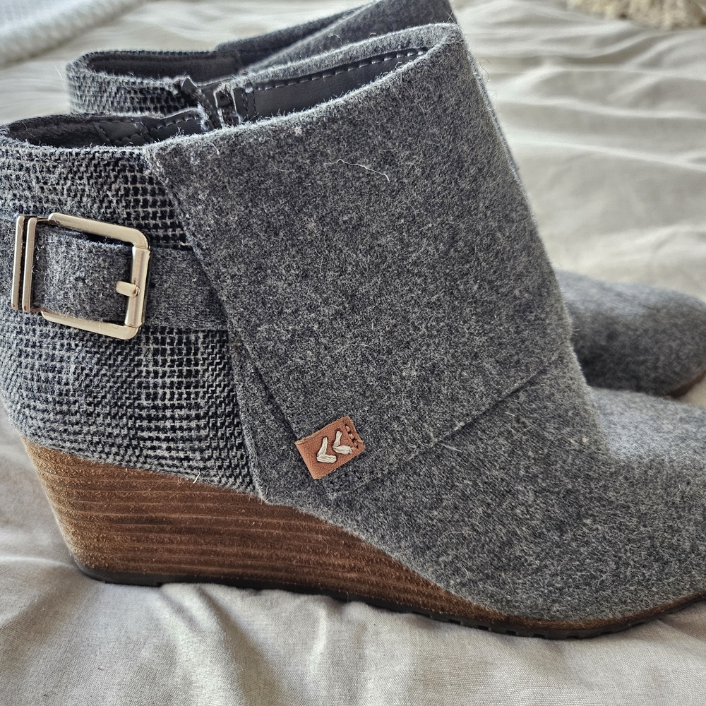 Gray Wedge Ankle Boots